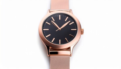 modern smartwatch with rose gold accents isolated on white background