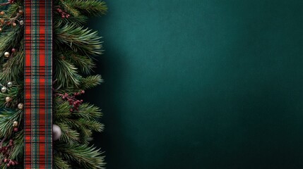 Festive holiday decor indoor setting seasonal background green color palette close-up view christmas spirit