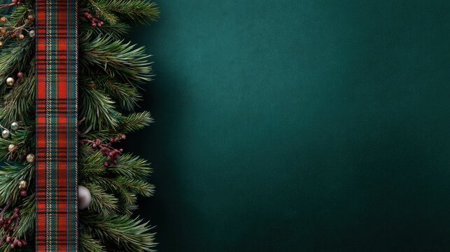 Festive holiday decor indoor setting seasonal background green color palette close-up view christmas spirit