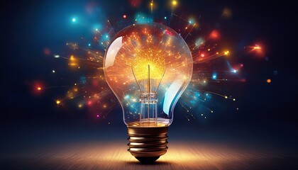 glowing lightbulb with sparks brilliant idea concept inspiration and innovation