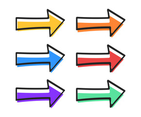 Cartoon Hand Drawn Arrow Set Direction Pointer Doodle
