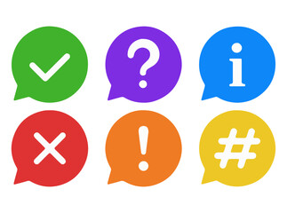 Communication Status Buttons Icon Set Check Question Info