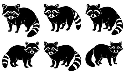 Charming raccoon collection, delightful animal illustration for kids, cute wildlife design, perfect for nature lovers and educational projects