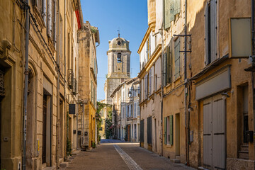 View of the church of Saint-Julien in the historic old town of Arles, Provence, France.