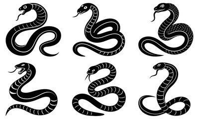 Obraz premium Mysterious snakes slithering, creating a sense of danger and intrigue for designs, tattoos, or educational materials, captivating wildlife illustration art