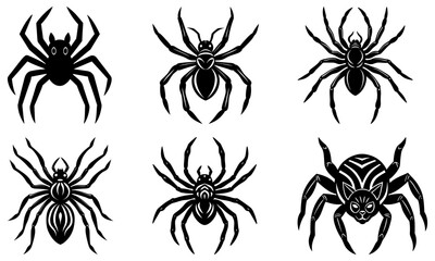 Creepy crawly spider collection for Halloween designs and spooky themes created from scalable vector art, perfect for invitations and web graphics