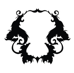 Cute cartoon hand drawn vector Print Vector drawing of ornamental frame silhouette.