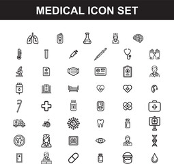 Medical icon set, isolated on white background