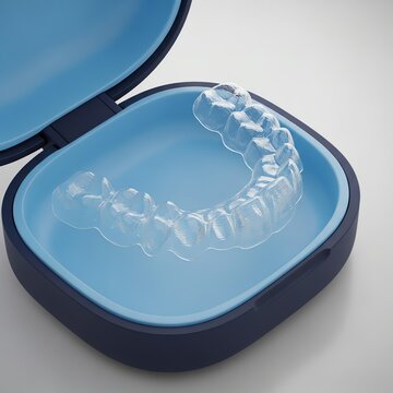 Clear aligner in case with transparent background