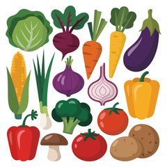 colorful fruit vegetable icon set vector