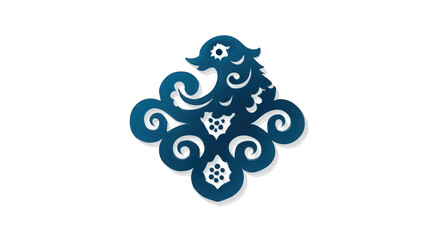 Stylized aquatic creature design with swirling clouds, suitable for artistic branding or decoration