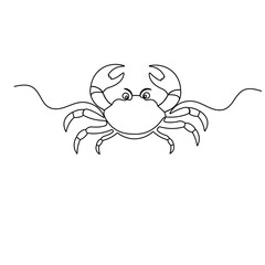 Crab icon  continuous one line drawing  outline vector illustration 