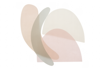 Abstract pastel organic shapes composition with transparent background