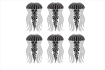 Jellyfish Line Art Vector Illustration