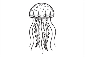 Jellyfish Line Art Vector Illustration