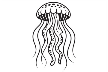 Jellyfish Line Art Vector Illustration