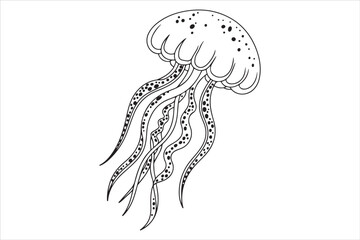 Jellyfish Line Art Vector Illustration