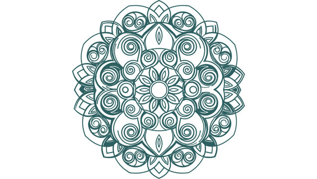 mandala line pattern, two color vector, minimal geometric art, simple symmetry, elegant outline