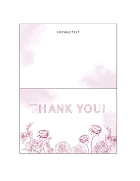 Modern Floral Thank You Card, edit, ready to print