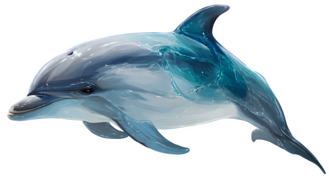 dolphin swimming forward, streamlined aquatic mammal, ocean wildlife realism, isolated on white background