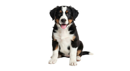 Adorable Bernese Mountain Dog Puppy Sitting and Posing for Portrait.