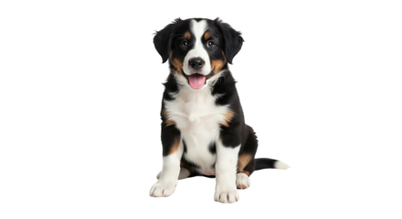 Adorable Bernese Mountain Dog Puppy Sitting and Posing for Portrait.