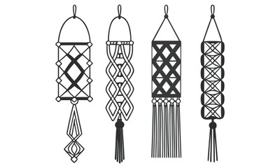 Line Art Macrame Plant Hanger Knot Designs Collection