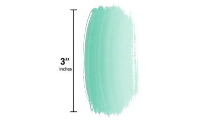 Aqua green brush stroke with measurement.