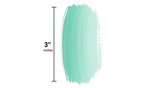 Aqua green brush stroke with measurement.