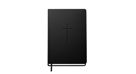 Black Bible with Cross Symbol on the Front Cover.