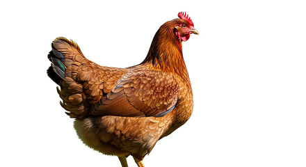 Brown Hen Standing Tall on a White Background.