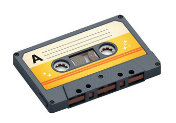 Audio cassette tape isolated on transparent background