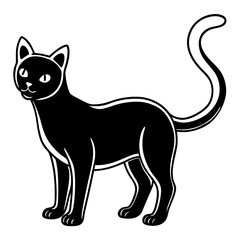 Minimalist black cat silhouette with arched back