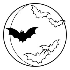 Full moon with flying bats halloween night design