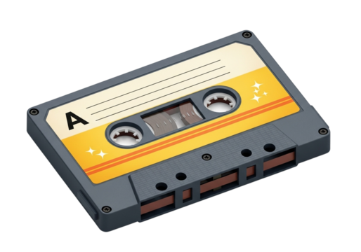 Audio cassette tape isolated on transparent background