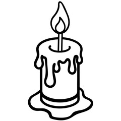Minimalist vector design of a candle with dripping wax