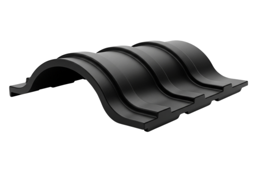 Black rubber wave profile isolated on transparent background