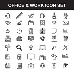 Office and work icon set, isolated on white background
