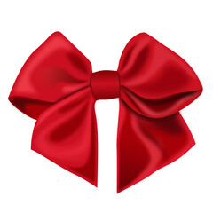 Red Satin Ribbon bow PNG with high resolution for decoration idea