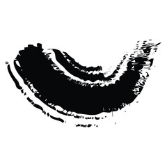 Abstract dark gray brush stroke with textured edges on a white background