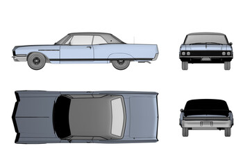 car isolated on transparent background, 3d illustration, cg render