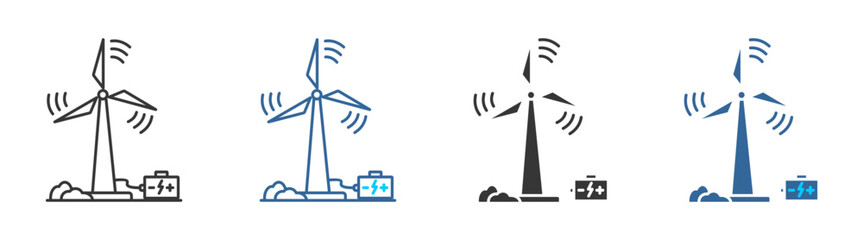 Wind power icon set multiple style collection