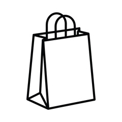 Simple outline drawing of a white paper shopping bag