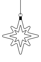 Outline illustration of a Christmas star tree ornament. Holiday decoration perfect for winter celebrations, coloring books, Christmas cards, gift tags, invitations, and seasonal design projects. PNG