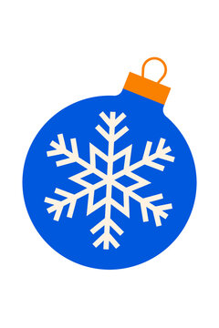 Deep blue Christmas bauble illustration with a geometric blue snowflake design. Ideal for holiday, winter, festive, and seasonal graphic projects, web, branding or print. High resolution PNG