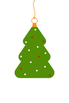 Christmas tree-shaped bauble ornament illustration decorated with colorful holiday lights. Perfect for Christmas cards, gift tags, festive decorations, winter themed designs. High resolution PNG