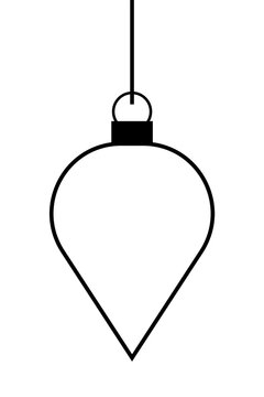 Outline illustration of a Christmas ornament, bauble hanging on a string. Perfect for holiday, festive, and winter-themed creative projects, coloring and digital decorations. High resolution PNG