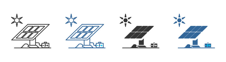 Solar energy icon set multiple style collection