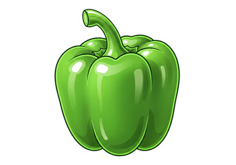 Green bell pepper isolated on transparent background