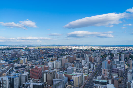 仙台の高層ビルから見た街内の風景
